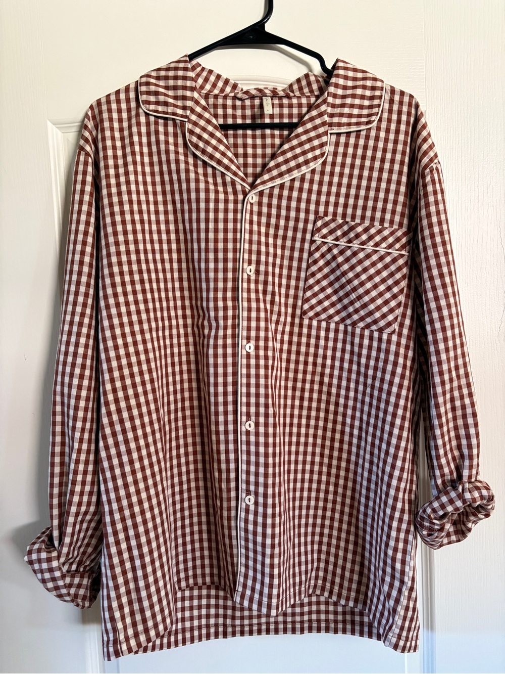 Rylee + Cru Men’s Pajama Top in Brick Gingham